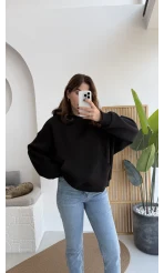 Michelle Kapüşonlu Sweatshirt - Siyah