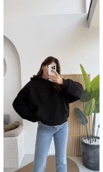 Michelle Kapüşonlu Sweatshirt - Siyah