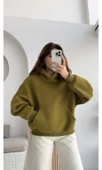 Michelle Kapüşonlu Sweatshirt - Yağ Yeşili