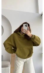Michelle Kapüşonlu Sweatshirt - Yağ Yeşili