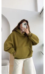 Michelle Kapüşonlu Sweatshirt - Yağ Yeşili