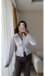 Miller Önden Bağlamalı Poplin Gömlek Beyaz