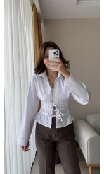 Miller Önden Bağlamalı Poplin Gömlek Beyaz