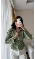 Miller Önden Bağlamalı Poplin Gömlek Haki