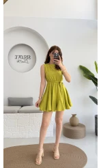 Mimoza Kuşaklı Elbise - Açık Yeşil - 205163