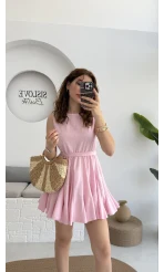 Mimoza Kuşaklı Elbise - Pembe - 205163