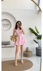 Mimoza Kuşaklı Elbise - Pembe - 205163