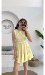 Mimoza Kuşaklı Elbise - Sarı - 205163
