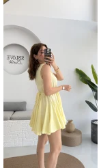 Mimoza Kuşaklı Elbise - Sarı - 205163