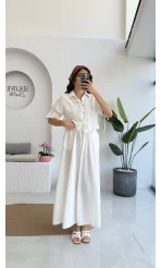 Mina İp Detay Gömlek - Kırık Beyaz - 2111