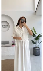 Mina İp Detay Gömlek - Kırık Beyaz - 2111