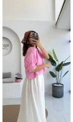 Mina İp Detay Gömlek - Şeker Pembesi - 2111