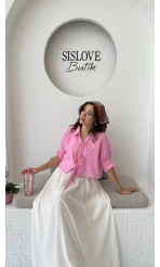 Mina İp Detay Gömlek - Şeker Pembesi - 2111