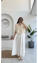 Mina İp Detay Gömlek - Taş - 2111