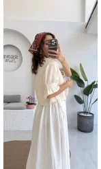 Mina İp Detay Gömlek - Taş - 2111