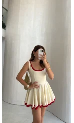 Mini Şortlu Elbise - Kırmızı - Kod: 1092