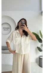 Mitzi Cepli Gömlek - Kırık Beyaz - 2112