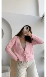 Mium Örgü Triko Hırka Pembe Kod: 9038