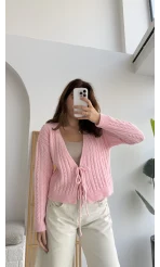 Mium Örgü Triko Hırka Pembe Kod: 9038
