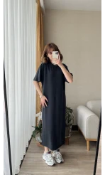 Modal Antrasit Uzun Elbise