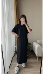 Modal Antrasit Uzun Elbise