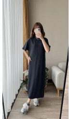 Modal Antrasit Uzun Elbise