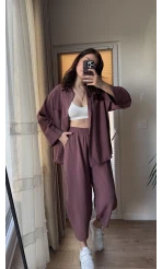 Modal Kumaş Gömlek Pantolon Takım - Tarçın