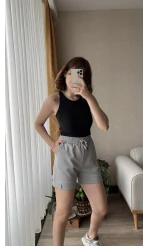 Modal Kumaş Gri Şort