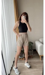 Modal Kumaş Krem Şort