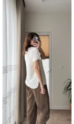 Modal Oys Etiketli V Yaka T-Shirt Beyaz