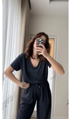 Modal Oys Etiketli V Yaka T-Shirt Lacivert