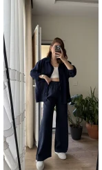 Modal Palazzo Lacivert Pantolon - 1097