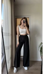 Modal Palazzo Siyah Pantolon - 1097