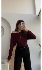 Moira Kayık Yaka Yarasa Kol Bluz - Bordo