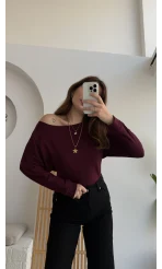 Moira Kayık Yaka Yarasa Kol Bluz - Bordo