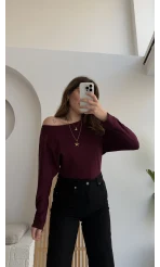 Moira Kayık Yaka Yarasa Kol Bluz - Bordo