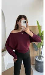 Moira Kayık Yaka Yarasa Kol Bluz - Bordo