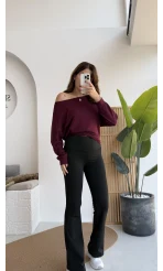 Moira Kayık Yaka Yarasa Kol Bluz - Bordo