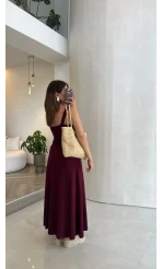 Moledro Askılı Modal Elbise - Bordo - Kod: 148