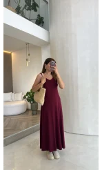 Moledro Askılı Modal Elbise - Bordo - Kod: 148