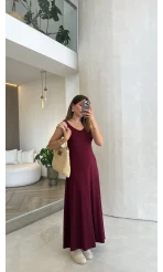 Moledro Askılı Modal Elbise - Bordo - Kod: 148
