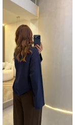 Molina Bisiklet Yaka Basıc Sweatshirt - Lacivert - Kod: 4886