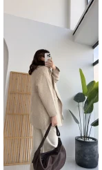 Monica Balık Sırtı Desen Kaban Camel