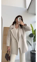 Monica Balık Sırtı Desen Kaban Taş