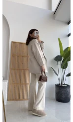 Monica Balık Sırtı Desen Kaban Taş