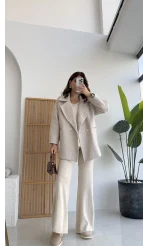 Monica Balık Sırtı Desen Kaban Taş