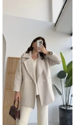 Monica Balık Sırtı Desen Kaban Taş