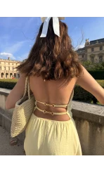 More Paris Sarı Sırt Detay Elbise