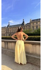 More Paris Sarı Sırt Detay Elbise