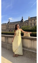More Paris Sarı Sırt Detay Elbise